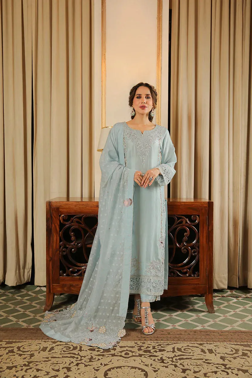 Muntaha by Shanzay Fahad Baad e Saba Blue Raw Silk – view 2 – Poshaq