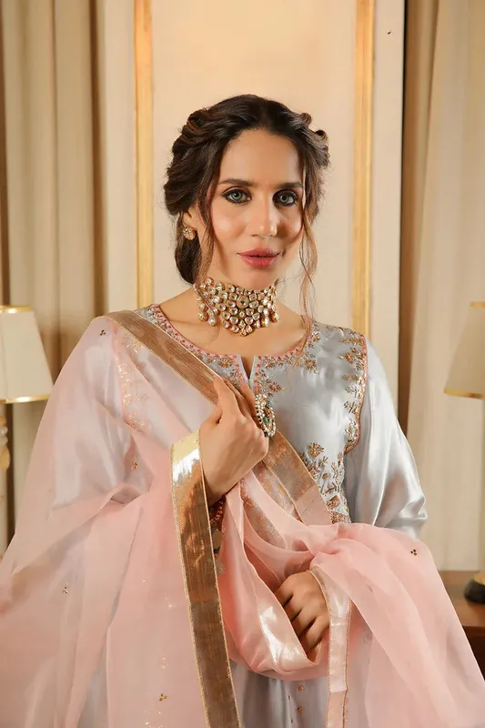 Muntaha by Shanzay Fahad Baad e Saba Pink Raw Silk – view 1 – Poshaq