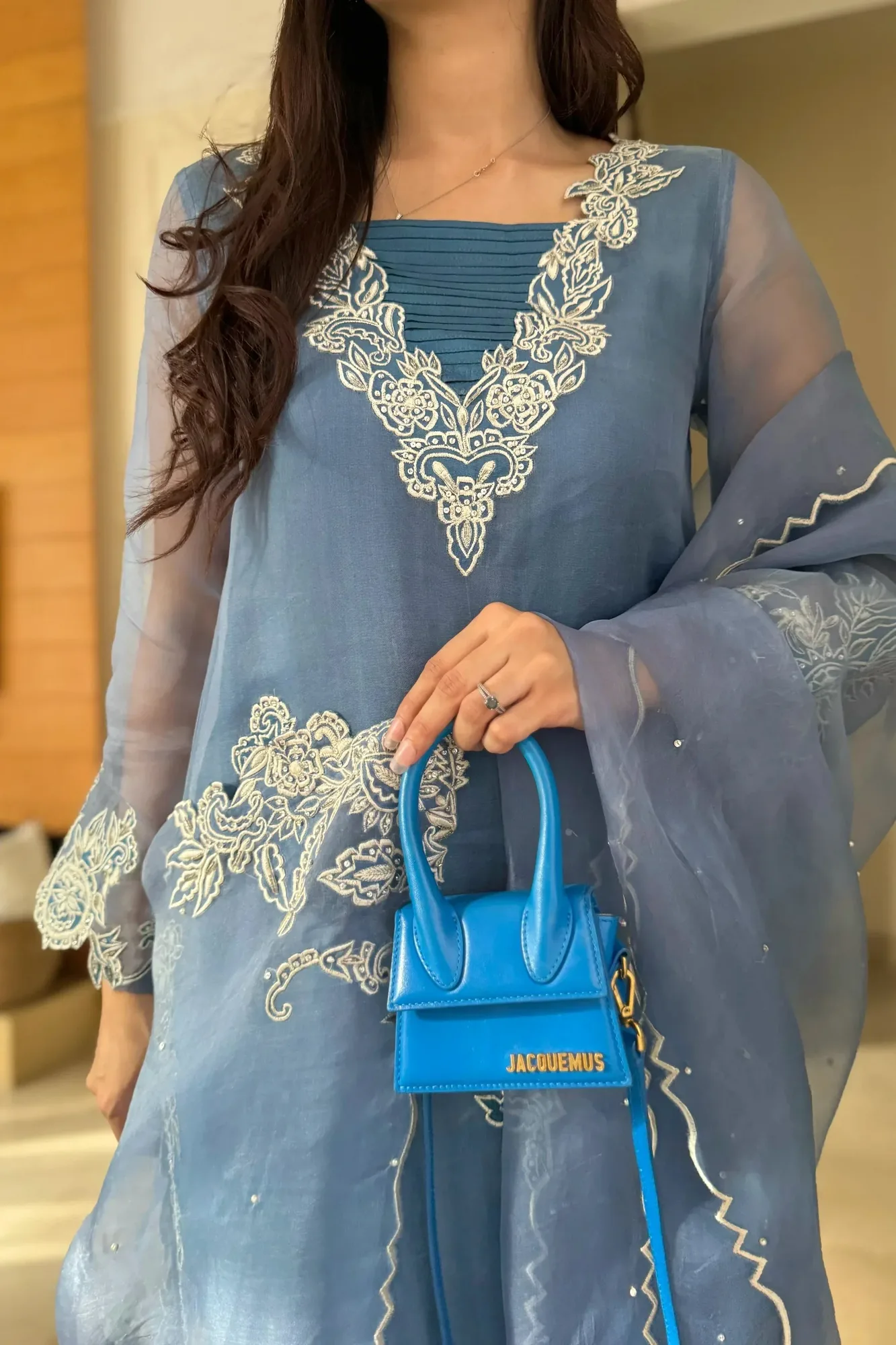 Muntaha by Shanzay Fahad Zara Semi Formals Turquoise Blue Organza – view 6 – Poshaq