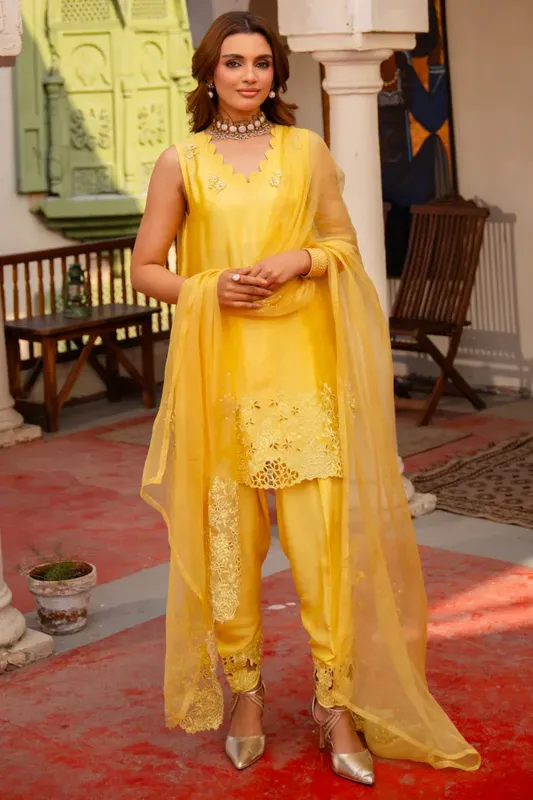 Muntaha by Shanzay Fahad Aangan Eid Edit Raw Silk – view 1 – Poshaq