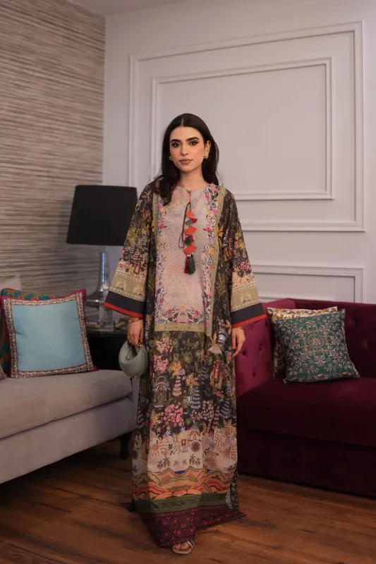 Muntaha by Shanzay Fahad Luxury Kaftans Black Georgette – view 1 – Poshaq