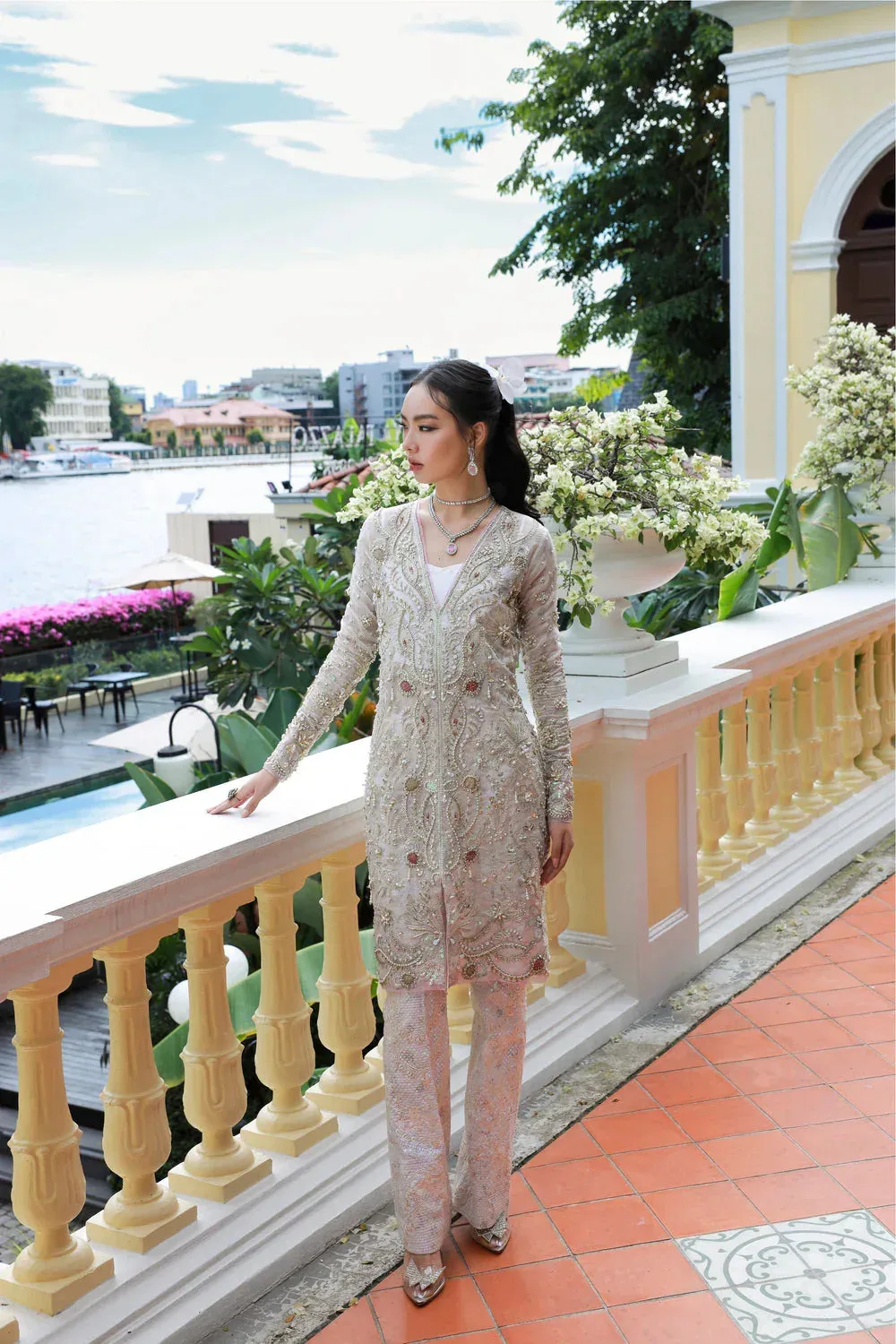 Mysie by Tahira Eid Festive 25 Off White Cotton – view 7 – Poshaq