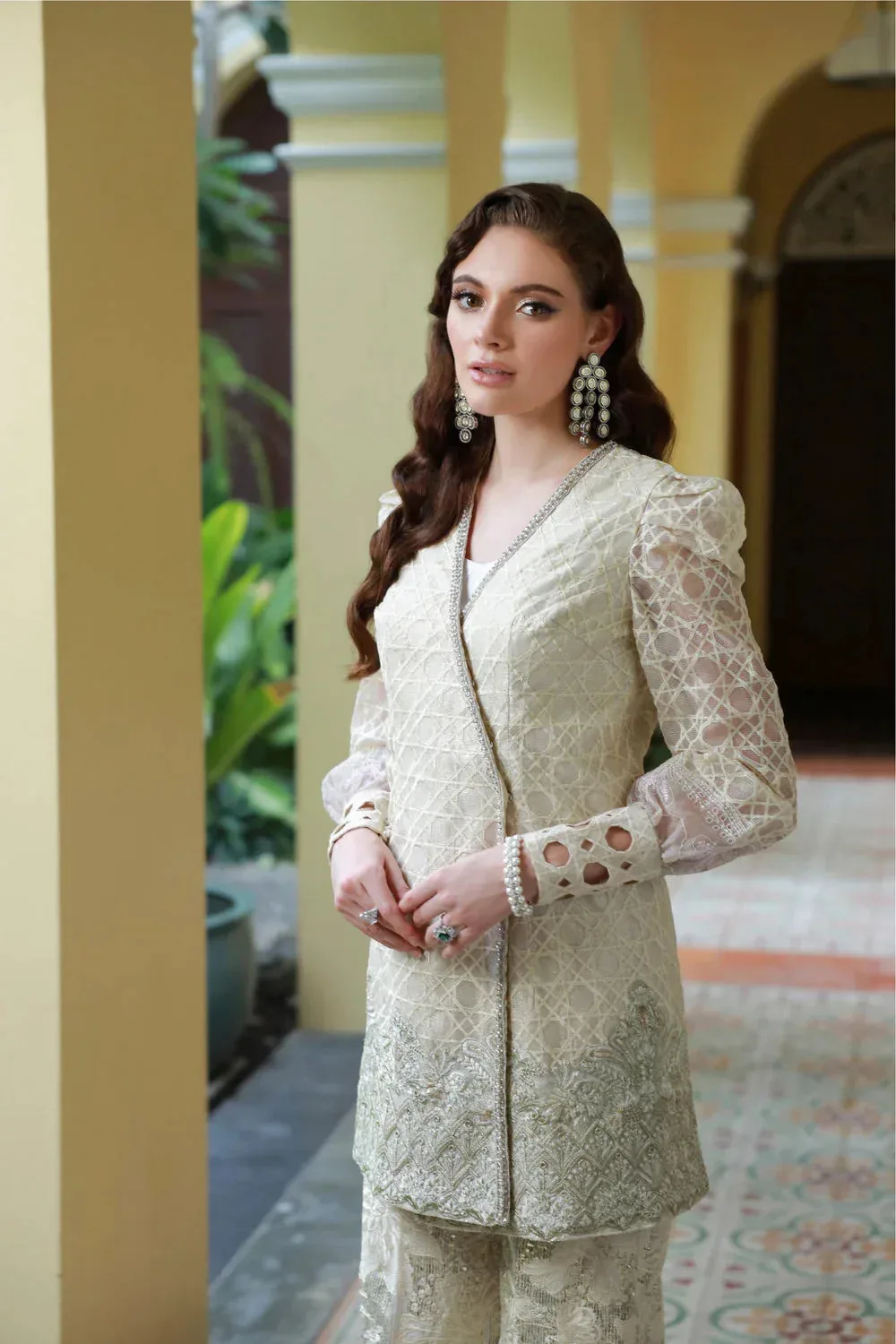 Mysie by Tahira Eid Festive 25 Pastel Mint Net – view 4 – Poshaq