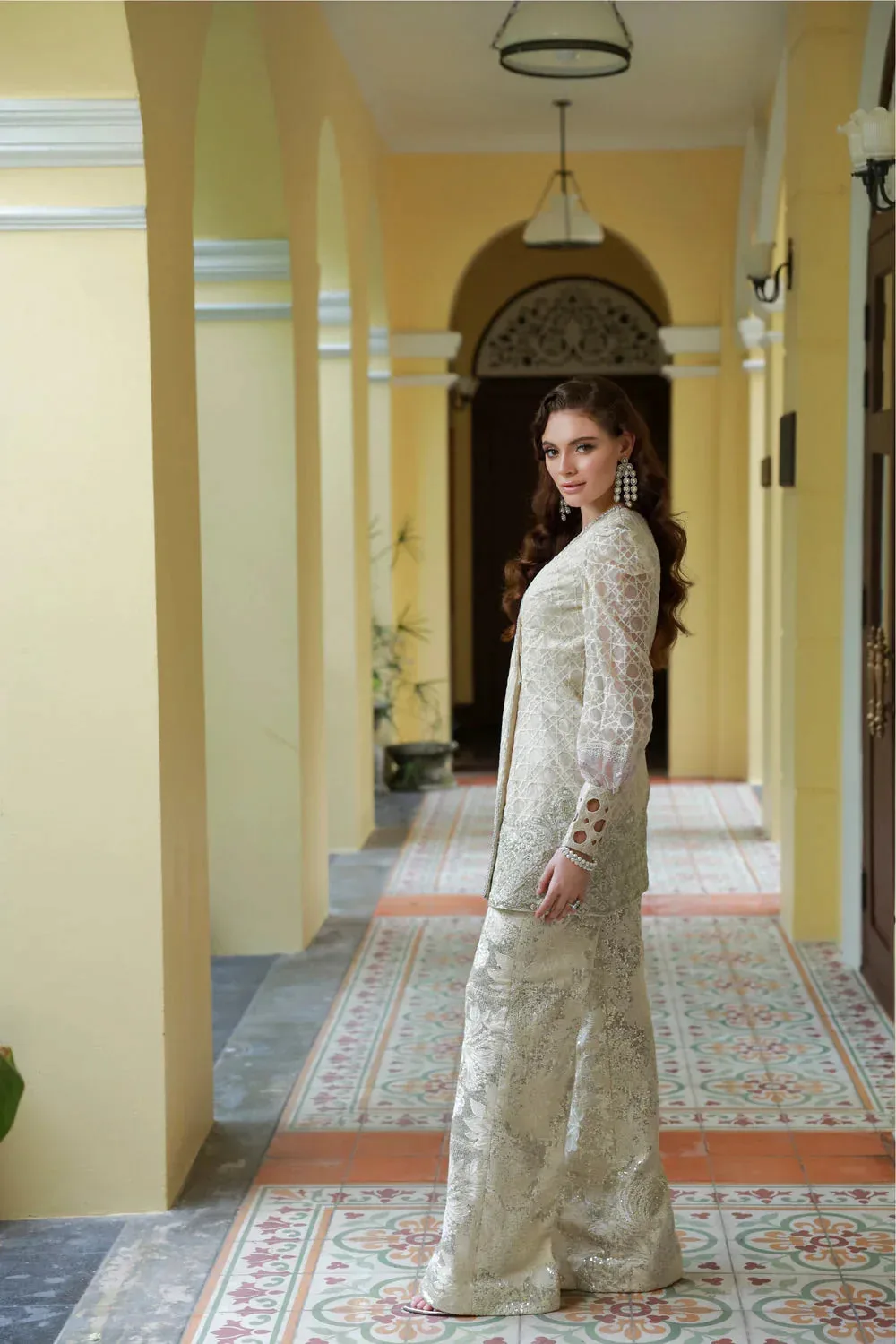 Mysie by Tahira Eid Festive 25 Pastel Mint Net – view 7 – Poshaq