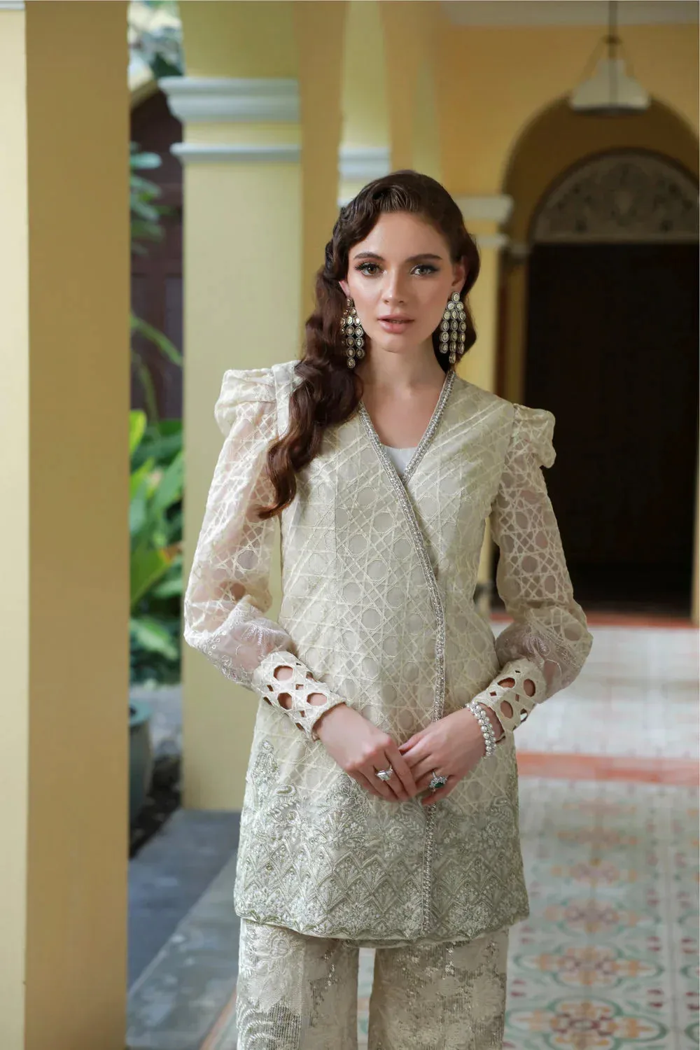 Mysie by Tahira Eid Festive 25 Pastel Mint Net – view 8 – Poshaq