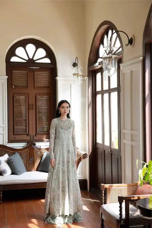 Mysie by Tahira Eid Festive 25 Ice Blue Organza – view 1 – Poshaq