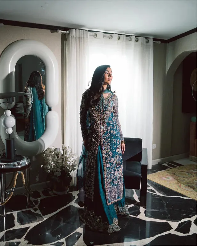 Mysie by Tahira Eid Festive 25 Teal Blue Raw Silk – view 1 – Poshaq