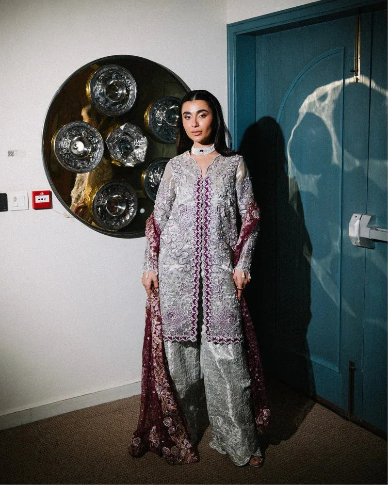 Mysie by Tahira Eid Festive 25 Silver Organza – view 2 – Poshaq