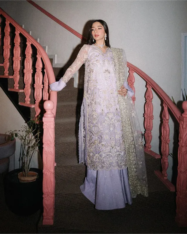 Mysie by Tahira Eid Festive 25 Soft Lilac Organza – view 1 – Poshaq