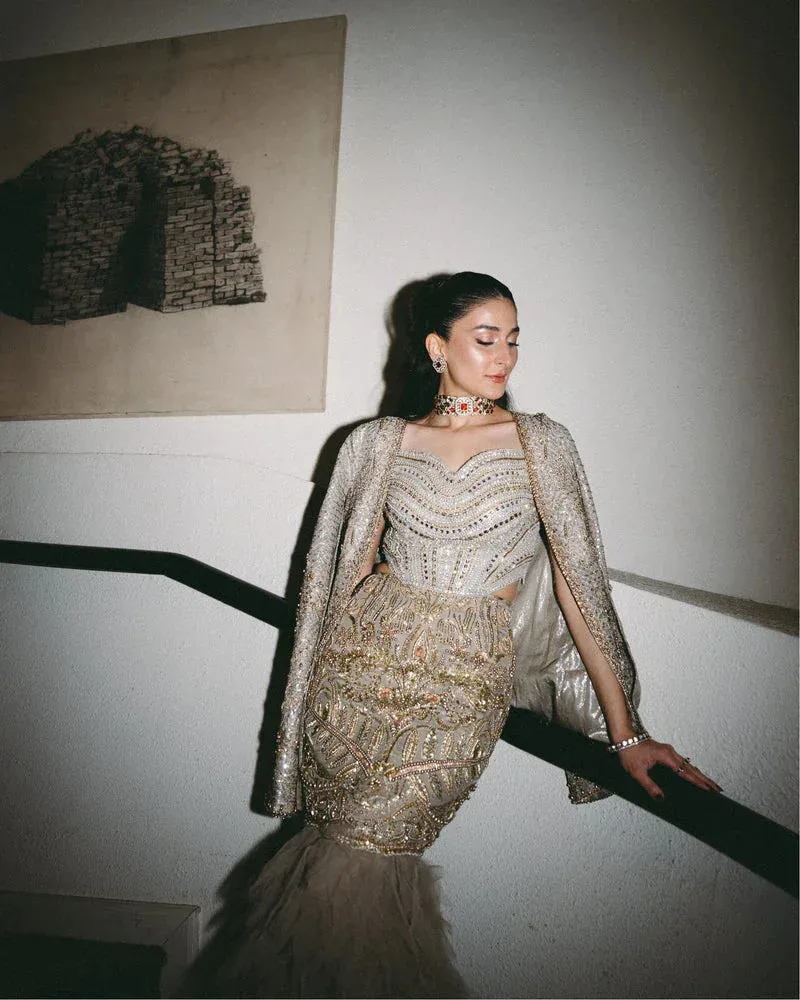 Mysie by Tahira Eid Festive 25 Grey Raw Silk – view 7 – Poshaq