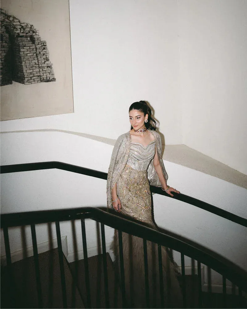 Mysie by Tahira Eid Festive 25 Grey Raw Silk – view 9 – Poshaq