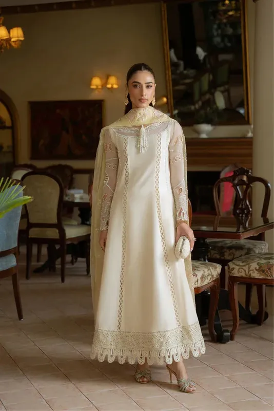 Mysie by Tahira Eid Festive 25 Ivory Raw Silk – view 1 – Poshaq