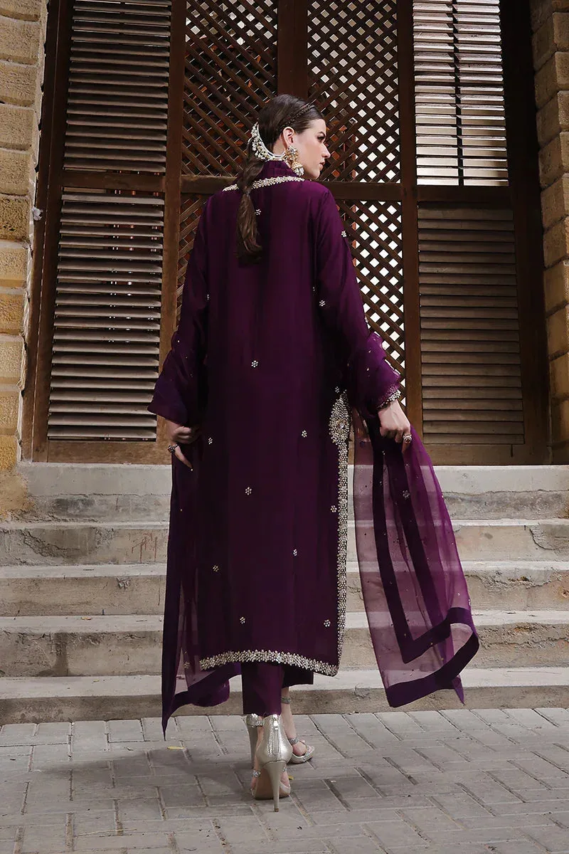Mona Imran Dilzaib Formals Dark Plum Organza – view 2 – Poshaq