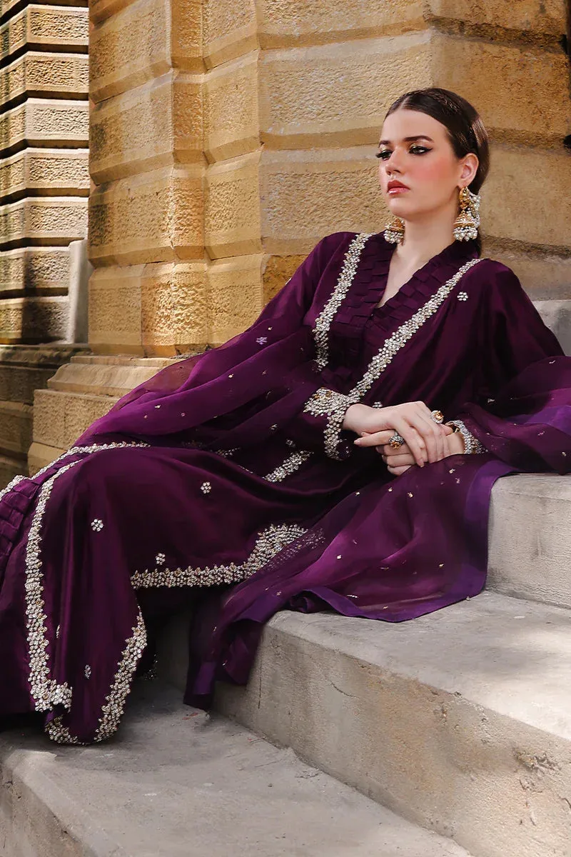 Mona Imran Dilzaib Formals Dark Plum Organza – view 4 – Poshaq