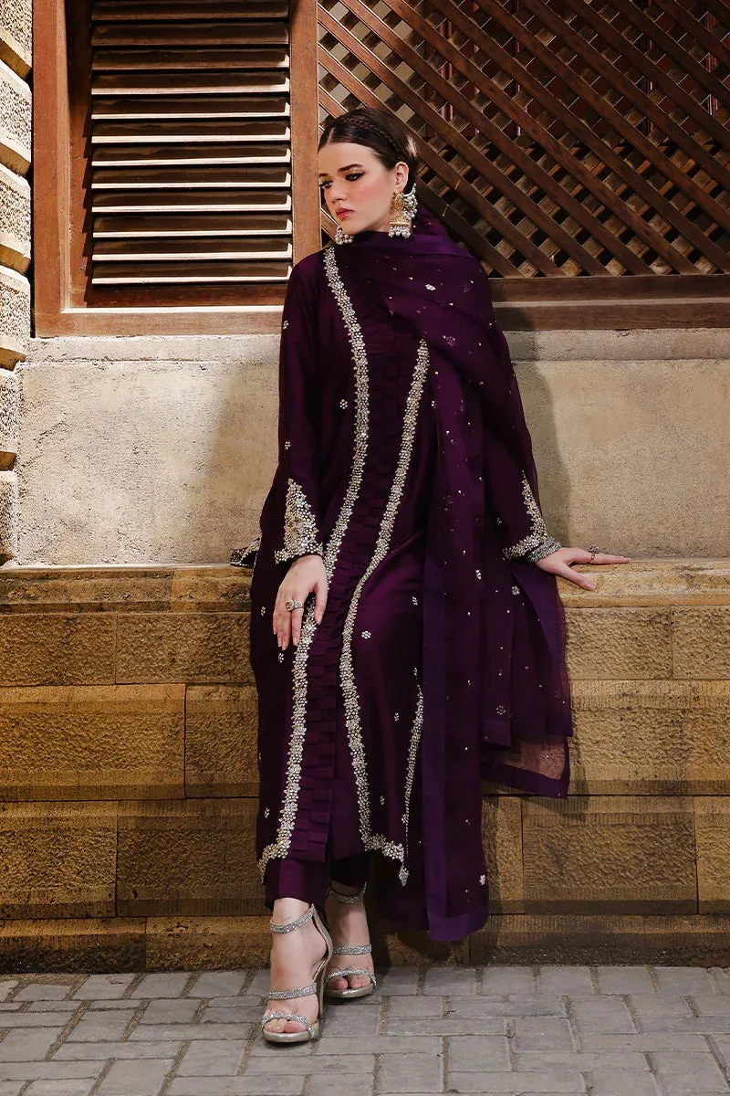 Mona Imran Dilzaib Formals Dark Plum Organza – view 7 – Poshaq