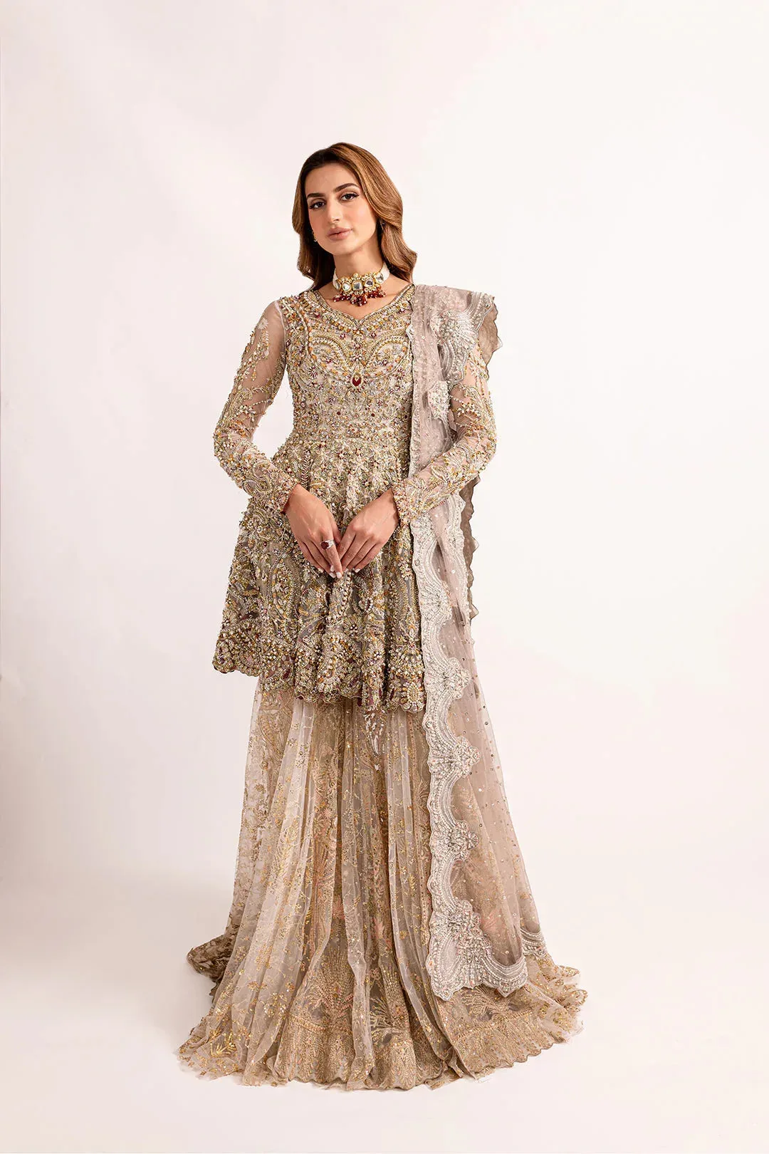 Mysie by Tahira Alara formals 24 Gold Net – view 1 – Poshaq