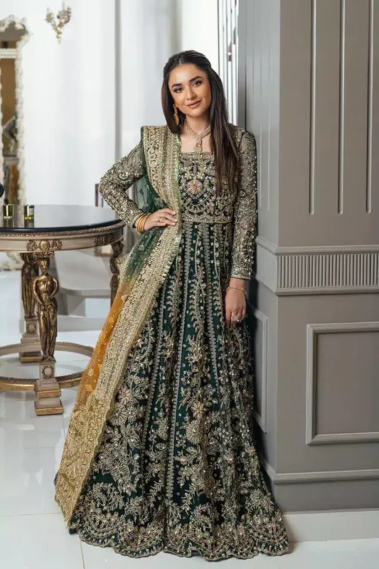 Mysie by Tahira Arzu Wedding Formals 23 Bottle Green – view 1 – Poshaq