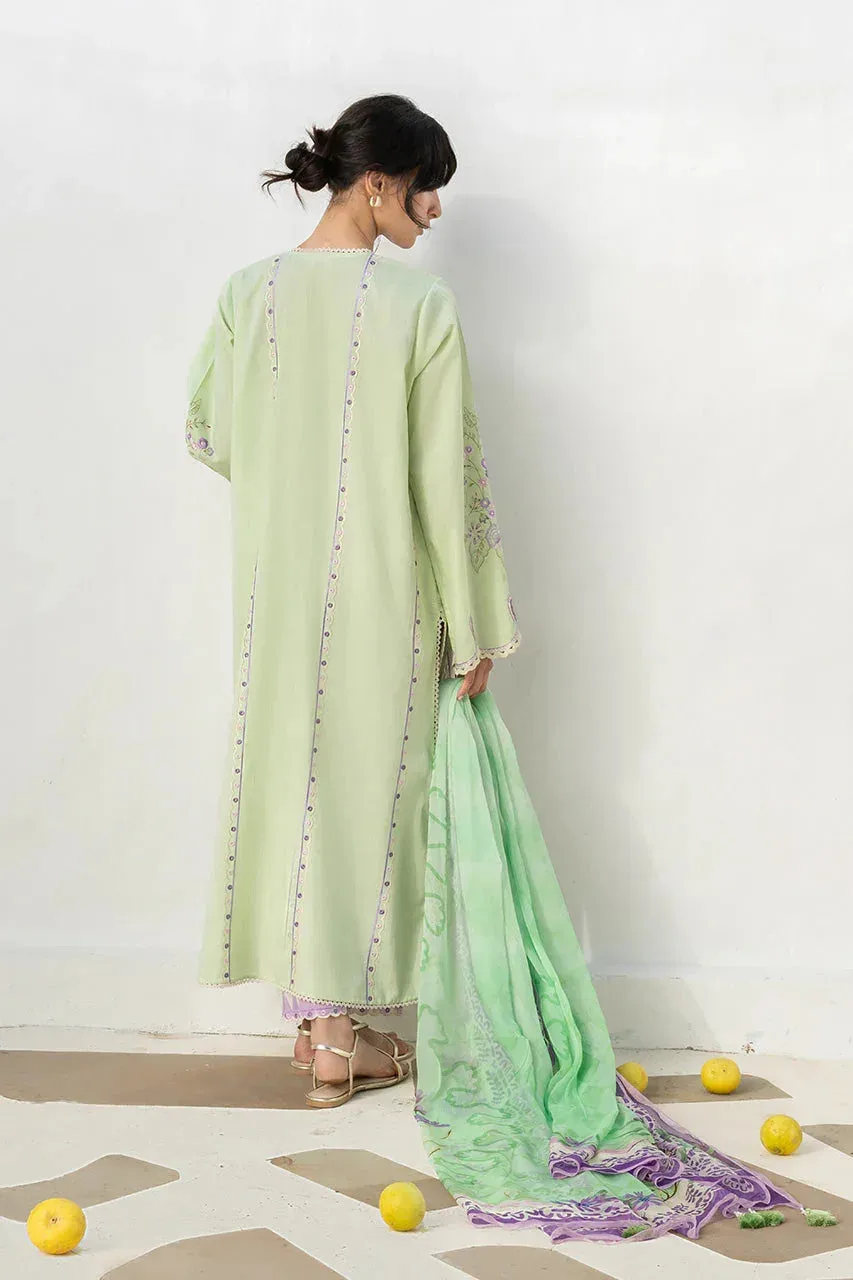 Unstitched Lawn 2026 Green Jacquard – view 2 – Poshaq