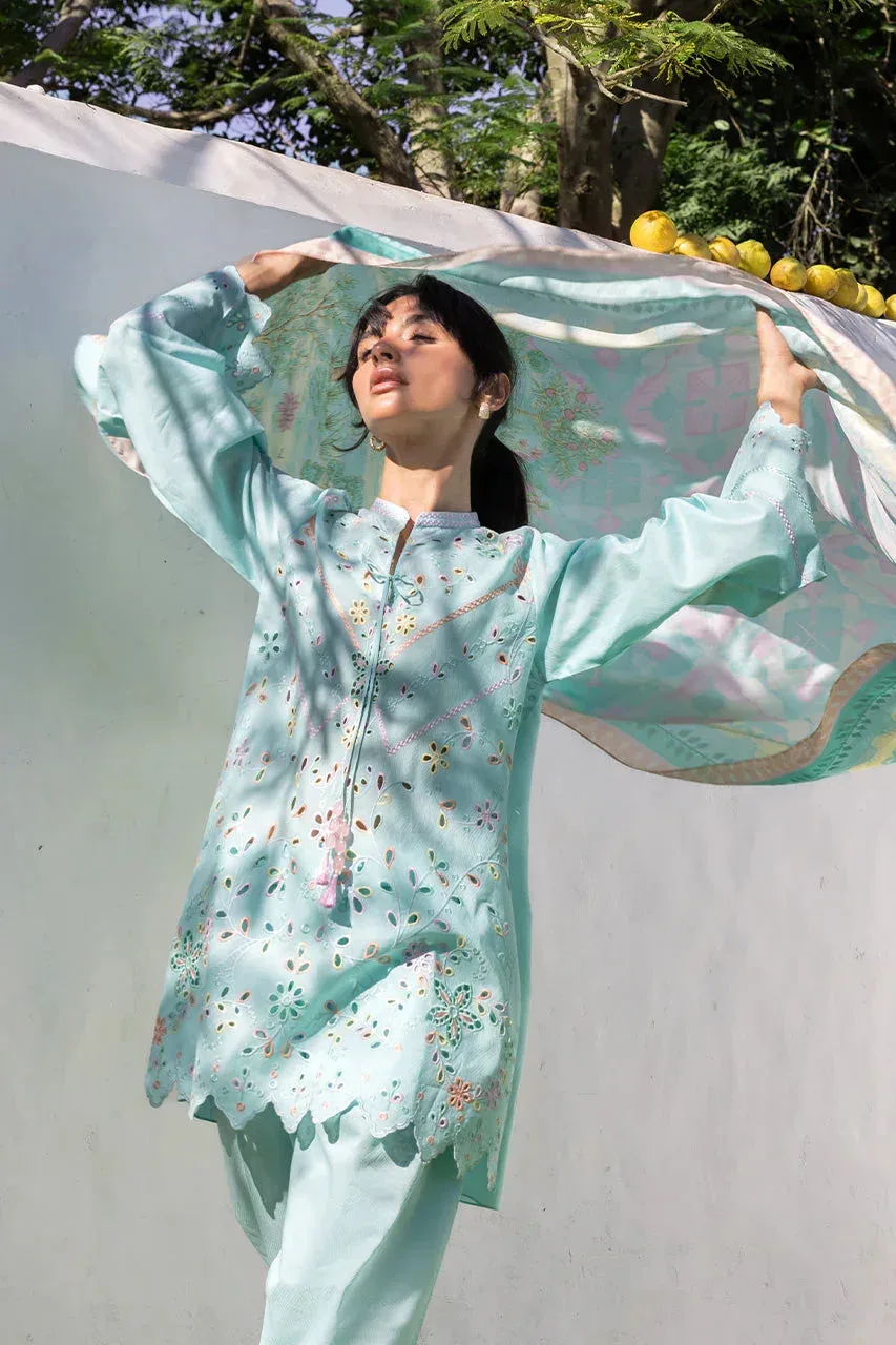 Unstitched Lawn 2026 Blue Jacquard – view 4 – Poshaq