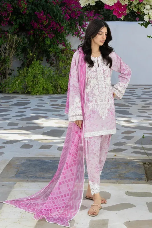 Unstitched Lawn 2026 Fuchsia Jacquard – view 1 – Poshaq