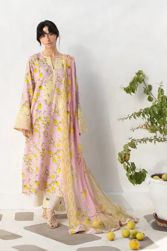 Unstitched Lawn 2026 Yellow Jacquard – view 1 – Poshaq