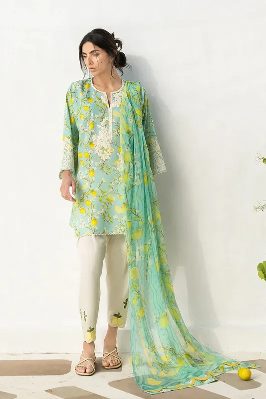 Unstitched Lawn 2026 Yellow Jacquard – view 1 – Poshaq