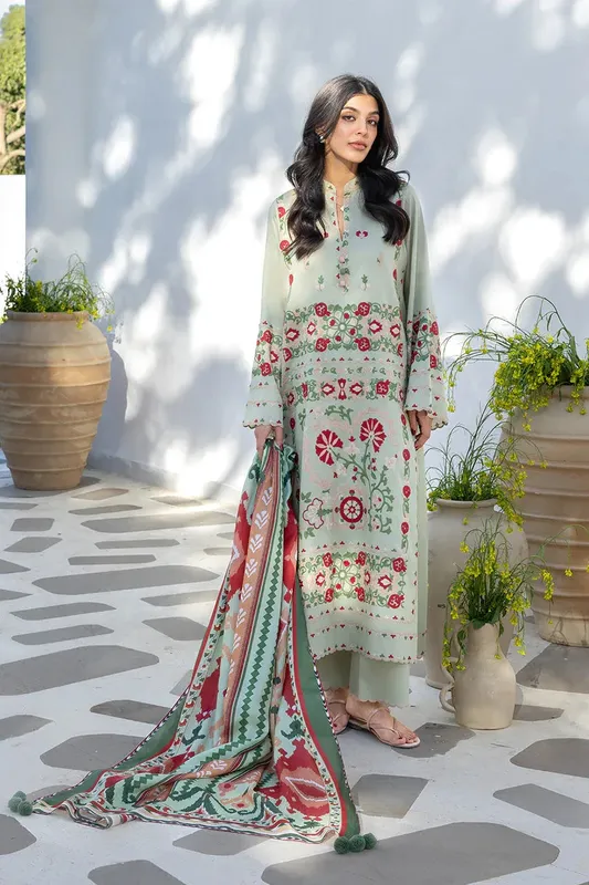 Unstitched Lawn 2026 Green Jacquard – view 1 – Poshaq