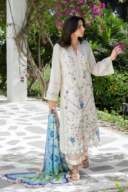 Unstitched Lawn 2026 Off White Jacquard – view 1 – Poshaq