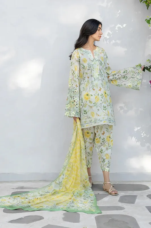 Unstitched Lawn 2026 Yellow Jacquard – view 1 – Poshaq
