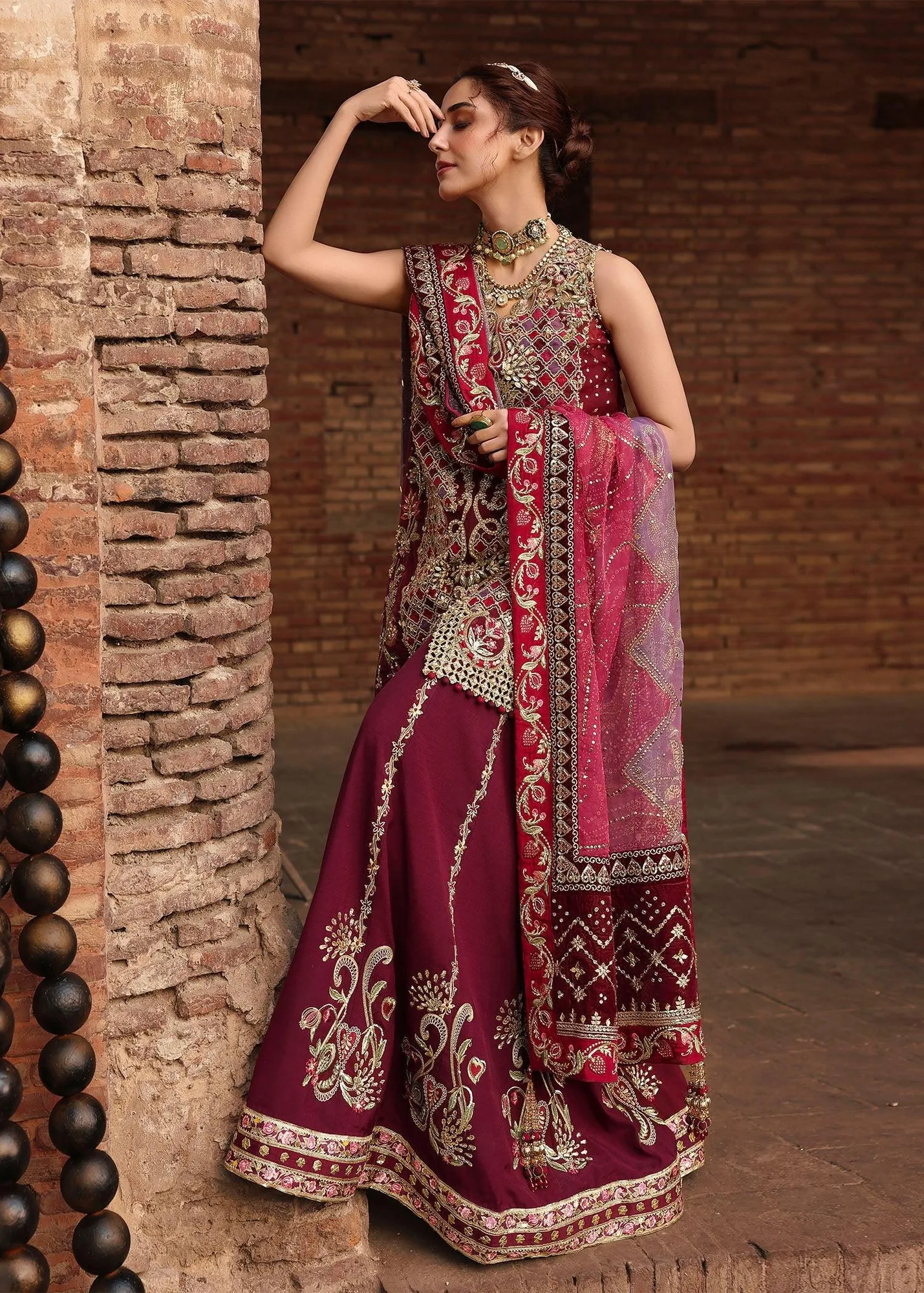 Crimson Wine Organza – view 2 – Poshaq