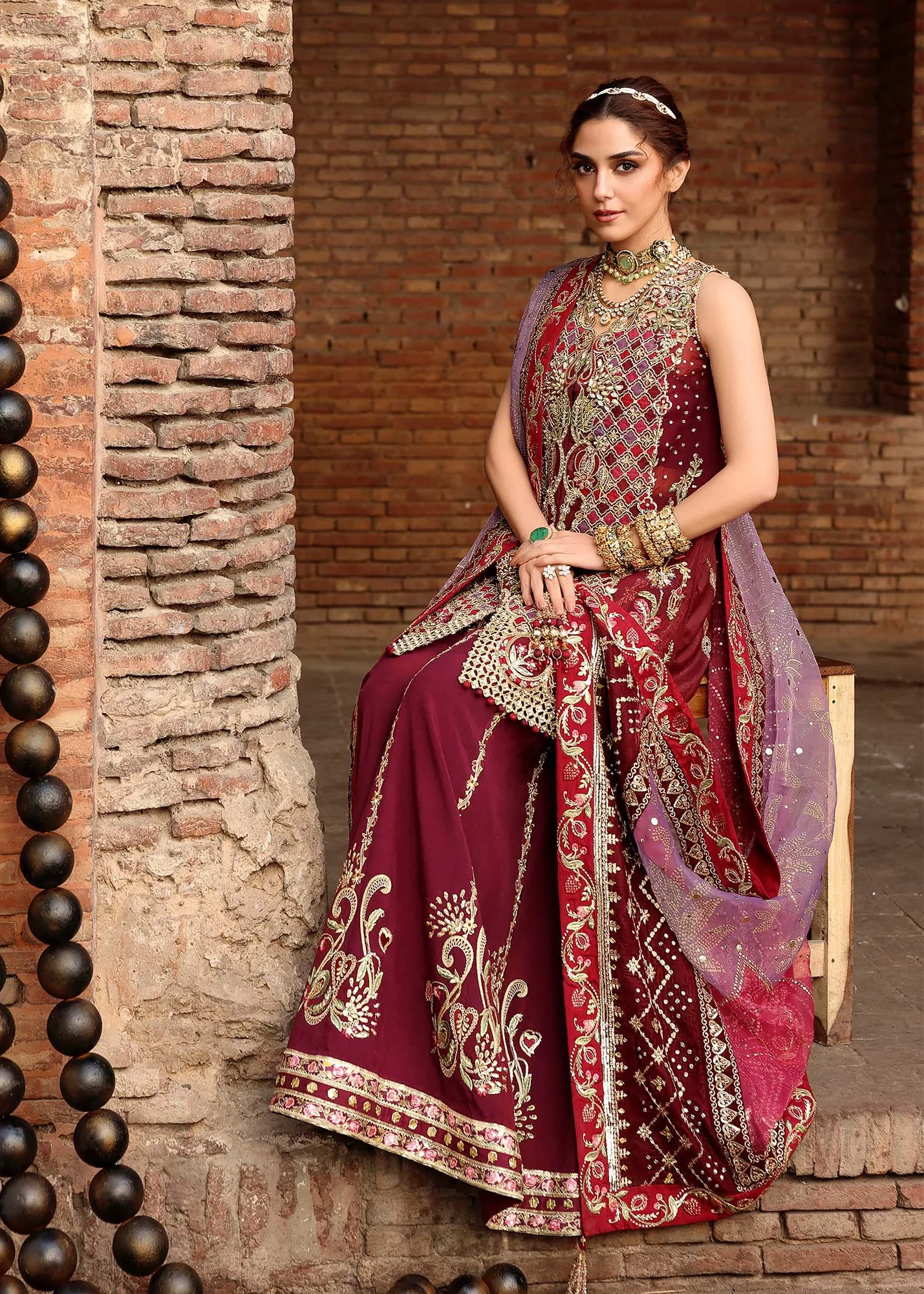 Crimson Wine Organza – view 3 – Poshaq
