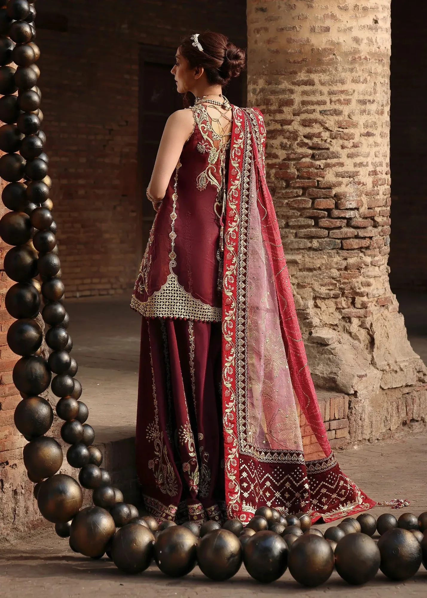 Crimson Wine Organza – view 4 – Poshaq