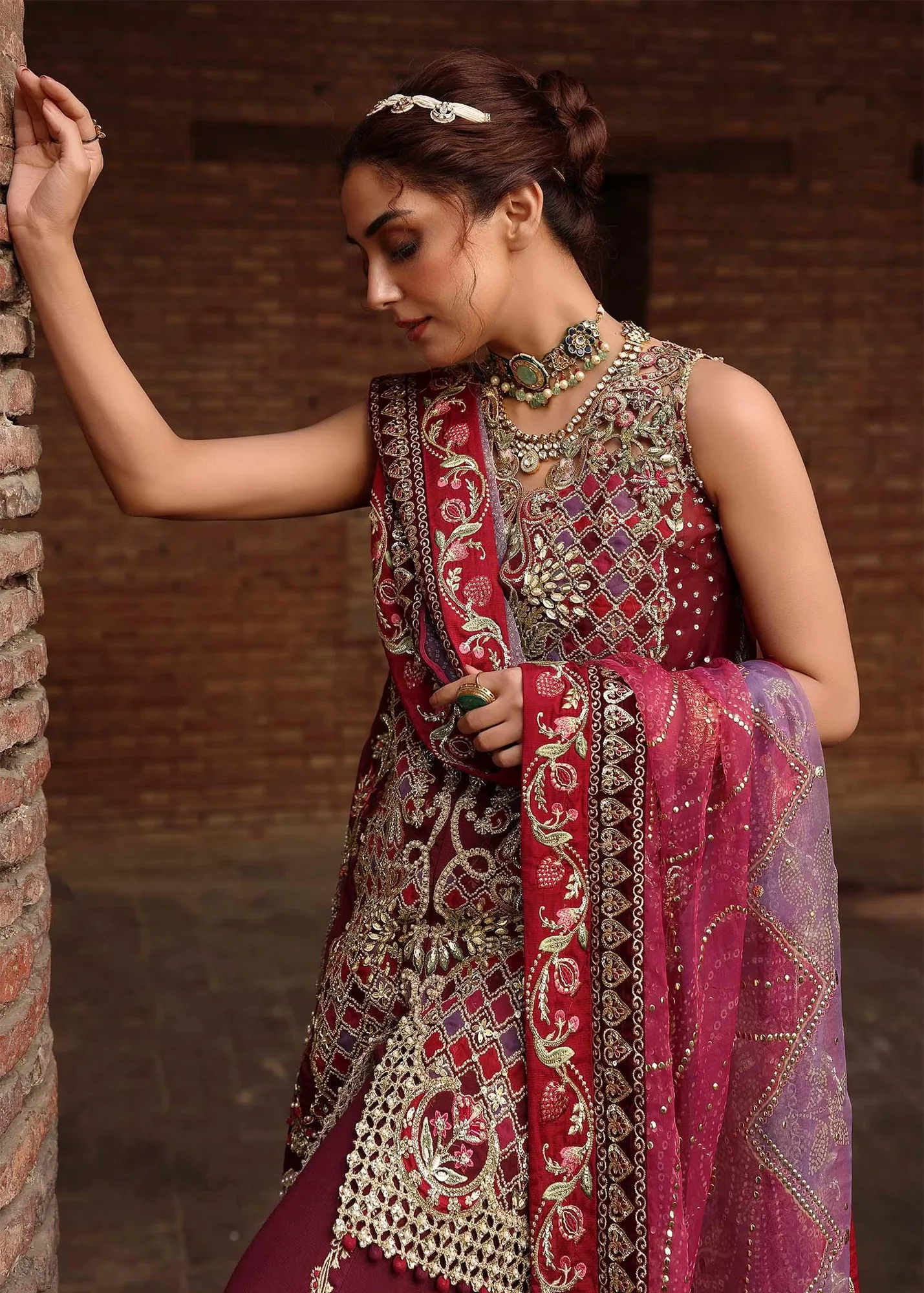 Crimson Wine Organza – view 6 – Poshaq