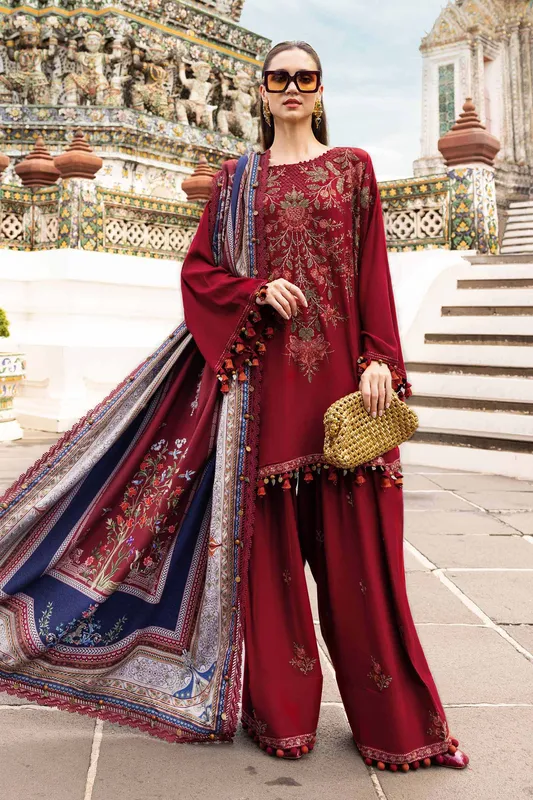 Maria.B. Designs Maroon Linen – view 1 – Poshaq