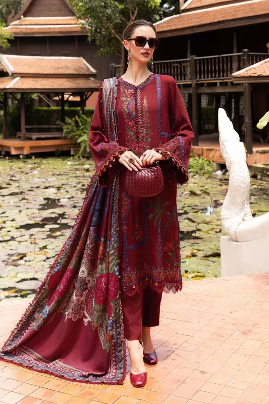 Maria.B. Designs Maroon Linen – view 1 – Poshaq