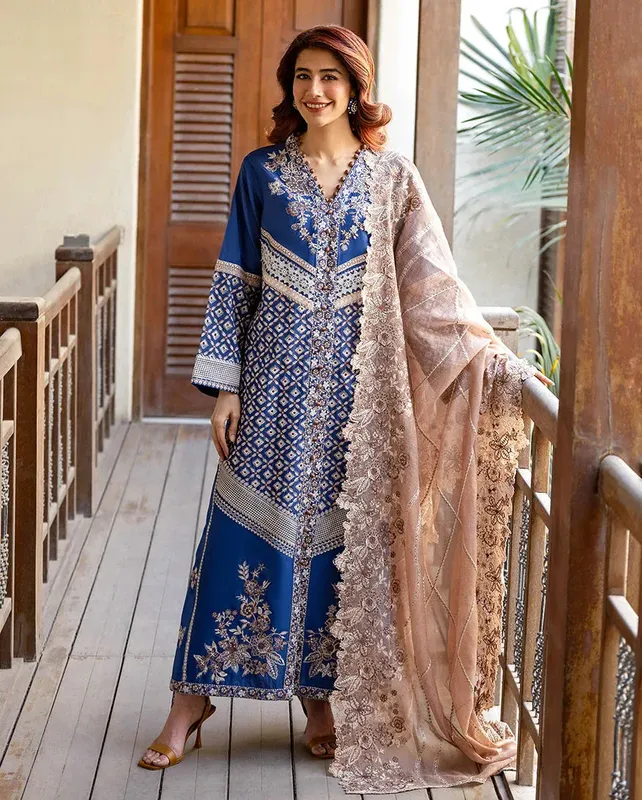Mushq Pakistan Navy Blue Cotton – view 1 – Poshaq