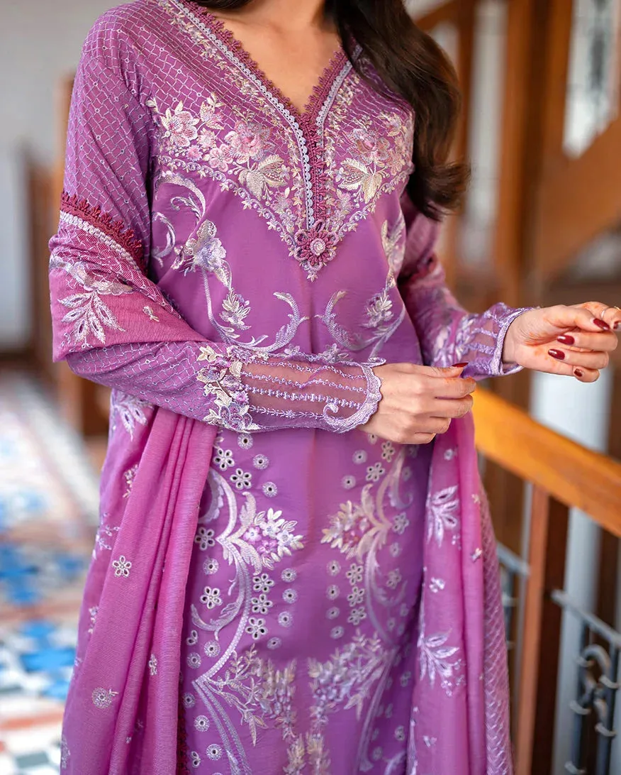 Mushq Pakistan lavender Pink Organza – view 4 – Poshaq