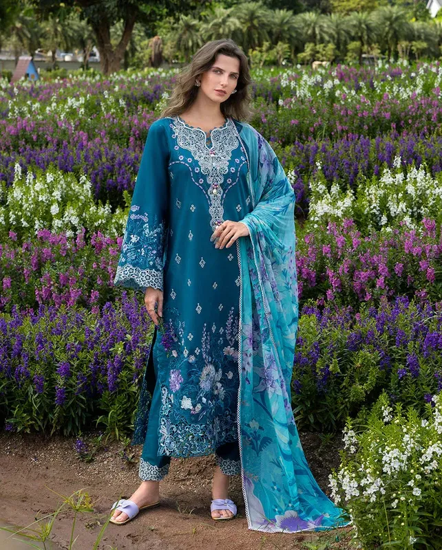 mushqofficial Teal Organza – view 1 – Poshaq