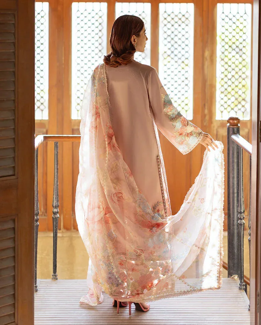 Mushq Pakistan Light peach Organza – view 3 – Poshaq