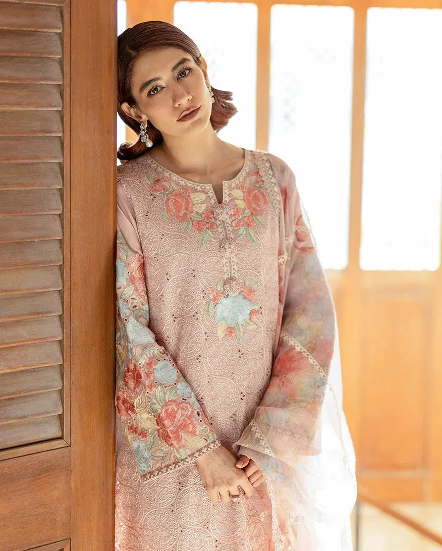 Mushq Pakistan Light peach Organza – view 4 – Poshaq