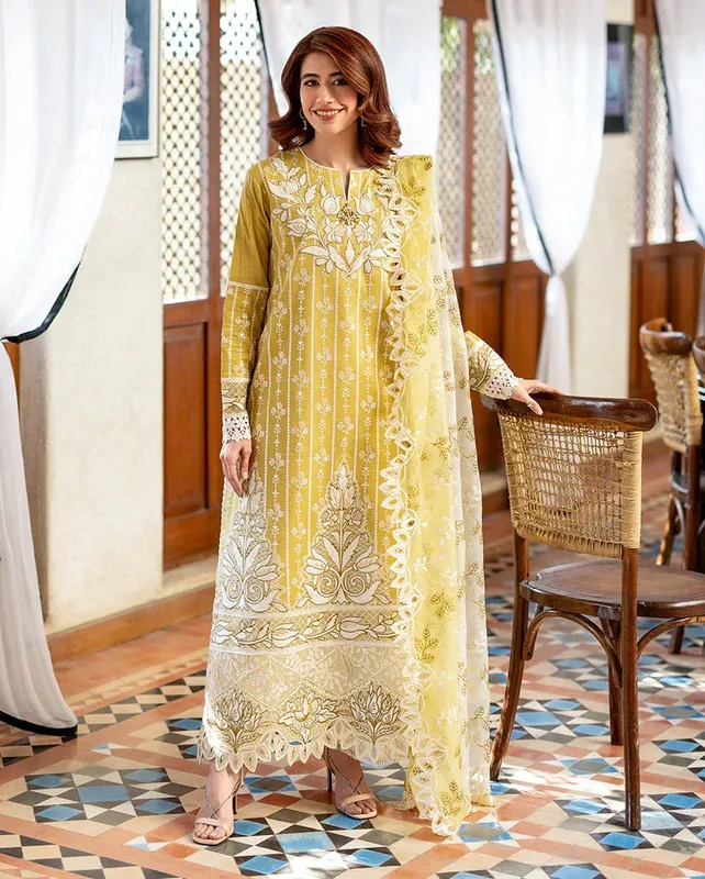 Mushq Pakistan Yellow Organza – view 1 – Poshaq