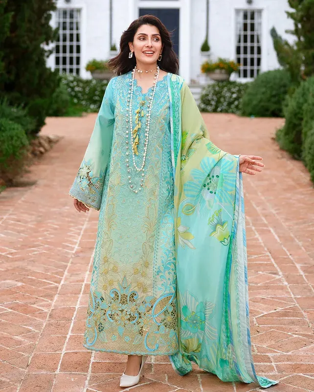mushqofficial Aqua Lime Organza – view 1 – Poshaq
