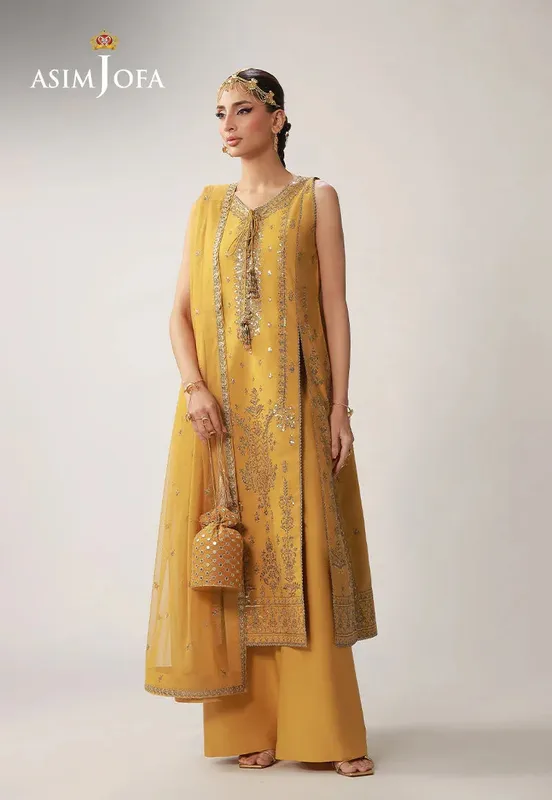 LAYAAN Festive Collection Yellow Silk – view 1 – Poshaq