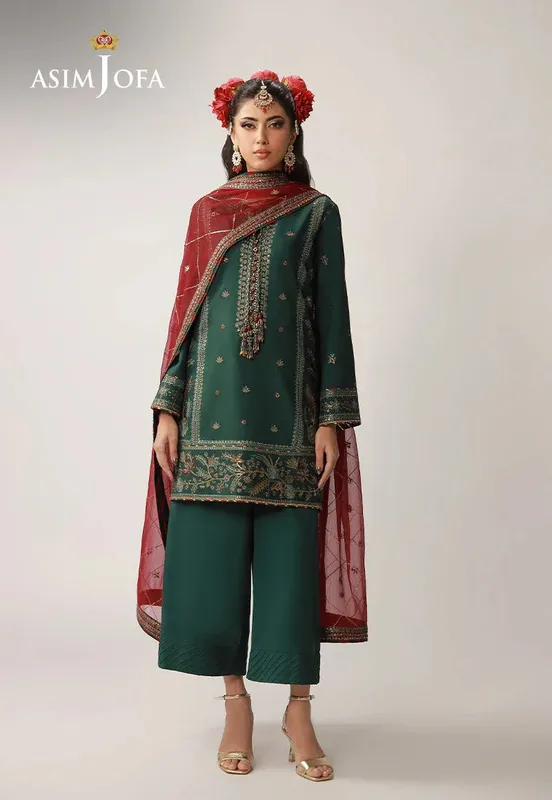 LAYAAN Festive Collection Maroon Chiffon – view 1 – Poshaq