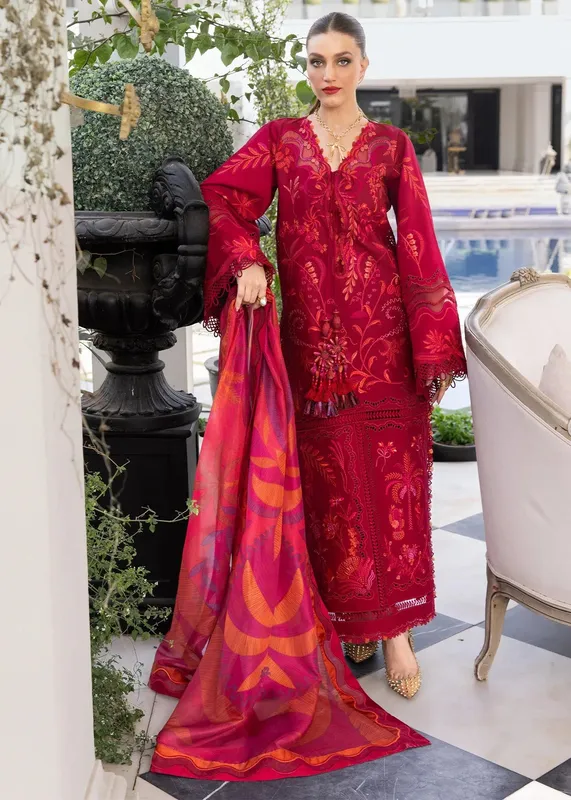 Crimson Red Organza – view 1 – Poshaq