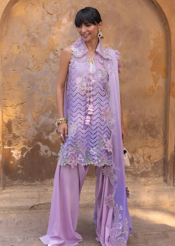 Crimson Lilac Organza – view 1 – Poshaq
