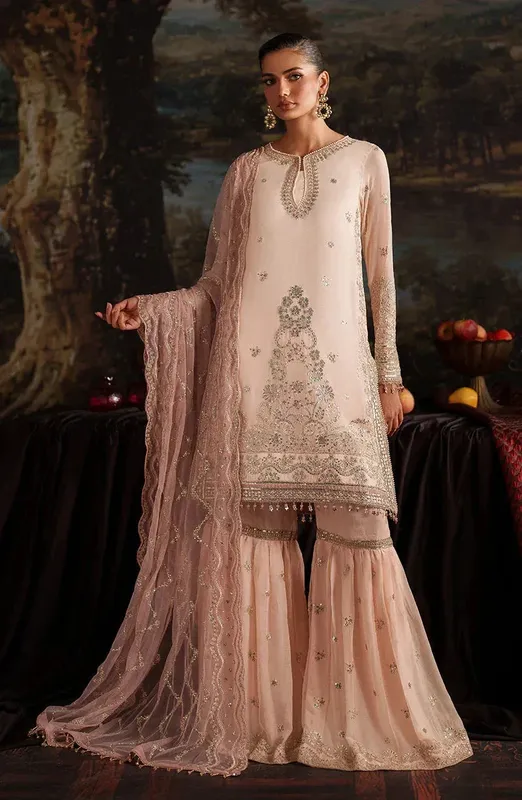 Zarif Peach Chiffon – view 1 – Poshaq