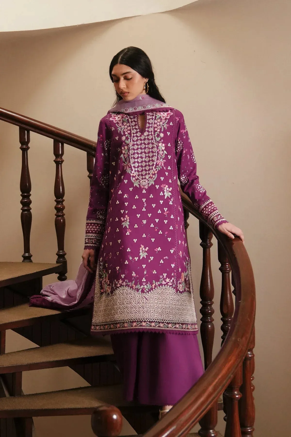 Afrozeh Magenta Organza – view 5 – Poshaq