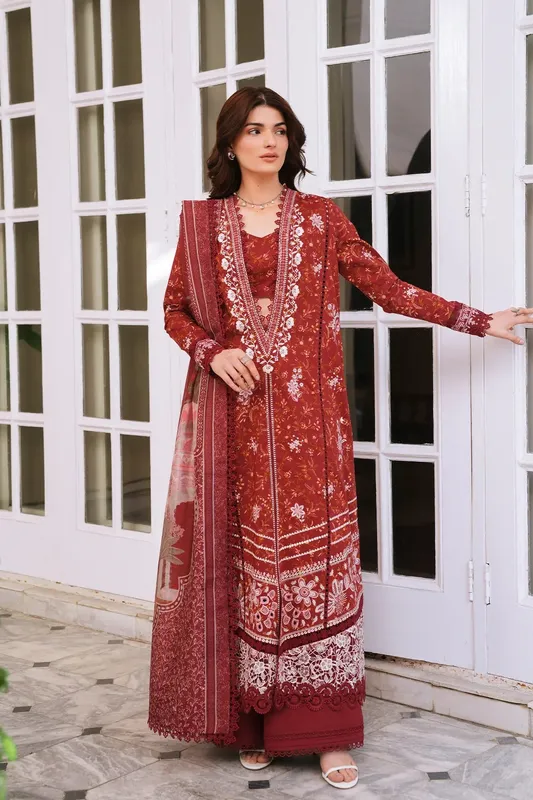 Afrozeh Maroon Organza – view 1 – Poshaq