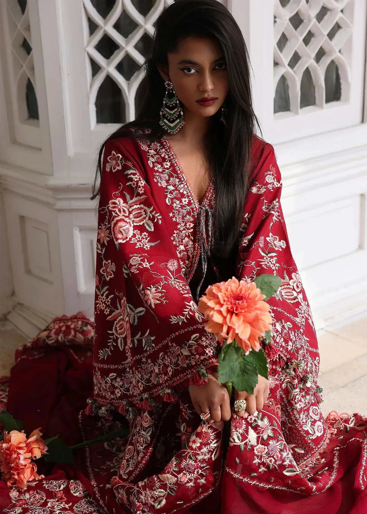 Hussain Rehar White Organza – view 2 – Poshaq